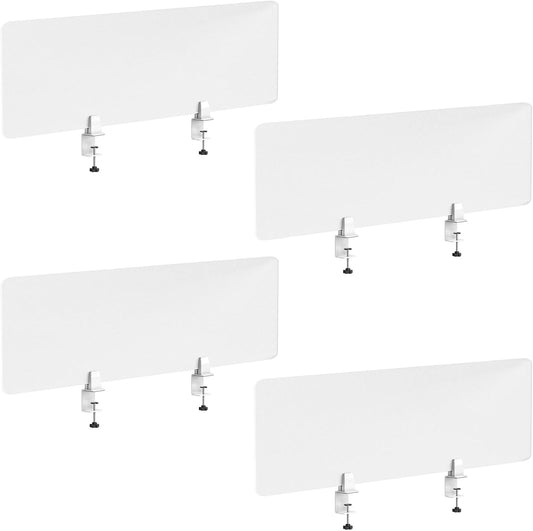 Desk Divider 4 Pcs Desk Privacy Panel 47.2''L x 15.8W'' Office Partitions Frosted Acrylic Panel Pack of 4 Desk Divider Partition with Adjustable Universal Base