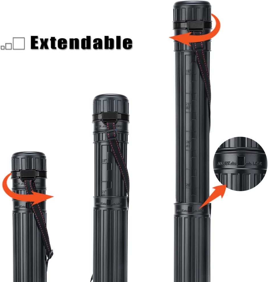 TRANSON Small Poster Tube Storage 17“ to 27” Extendable for Documents Blueprints Artworks Scrolls