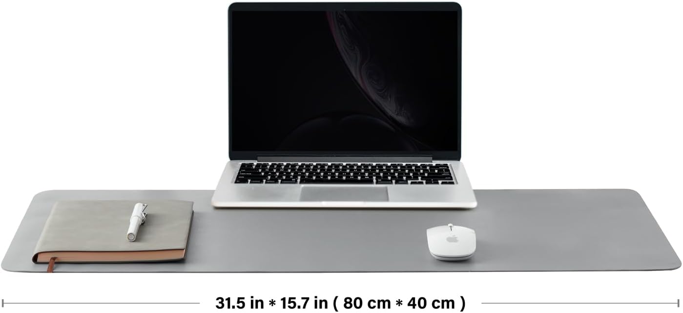 Leather Desk Mat - Non-Slip PU Desk Pad for Office and Home - Desk Organization and Accessories - Ideal for Large Mouse Pad and Desk Mats on Top of Desks (Dark Gray,31.5"x 15.7")