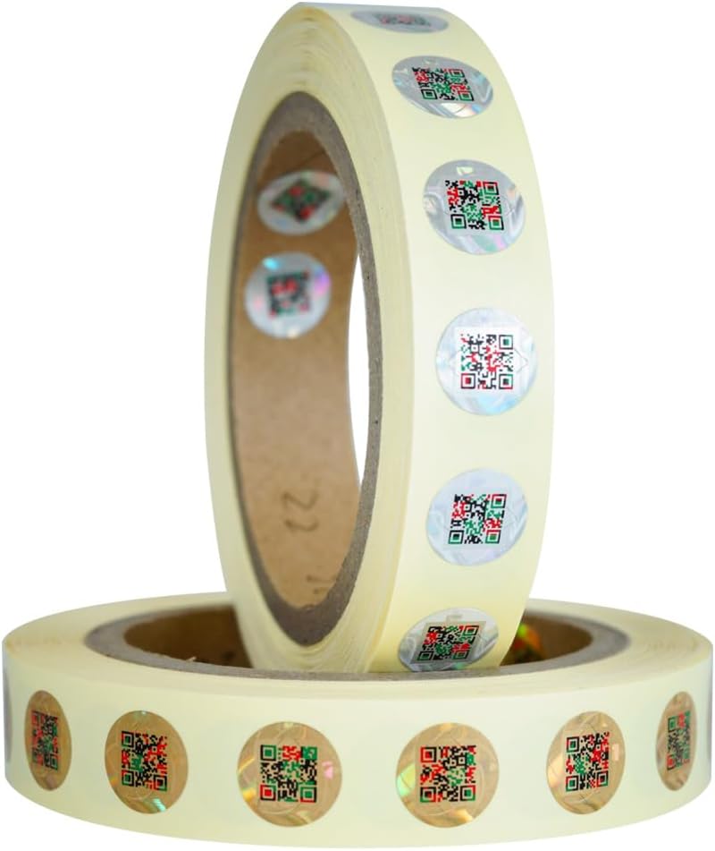 Holographic Anti-Counterfeit QR Code Labels 15 * 15mm Tamper Proof Original Genuine Security Tag Package Round Authentic Self-Adhesive Label QR Code Stickers