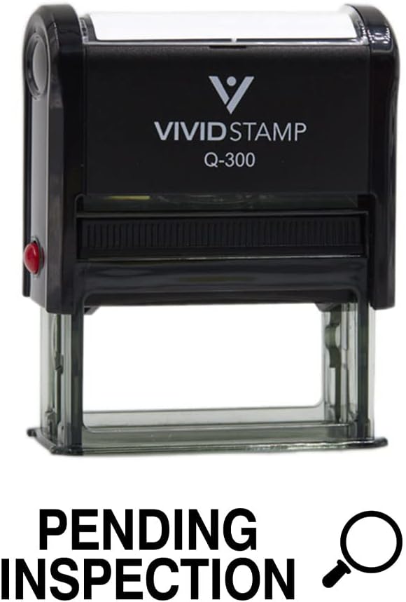 Vivid Stamp Pending Inspection Business Self-Inking Rubber Stamps (Black Ink) - Q-400