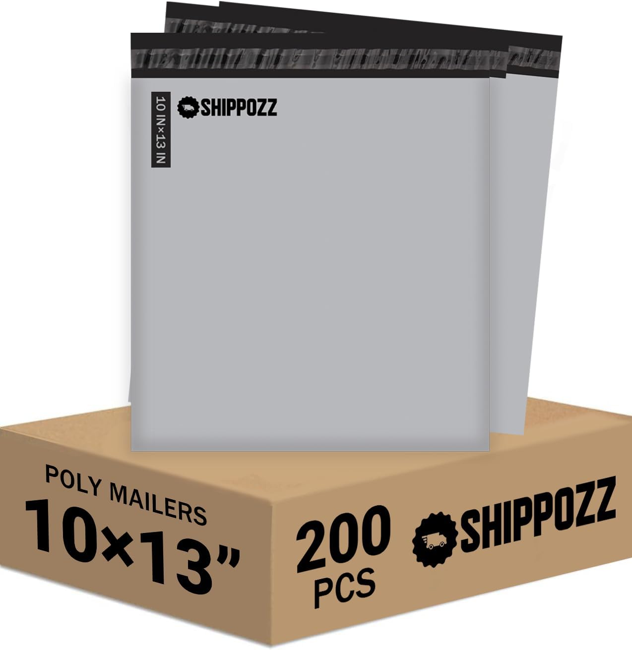 10 x 13 200pcs Shippozz Poly Mailers – Durable Shipping Envelopes with Strong Adhesive Seal, Waterproof and Tear-Resistant Design – Ideal for Clothing, Books, and Accessories
