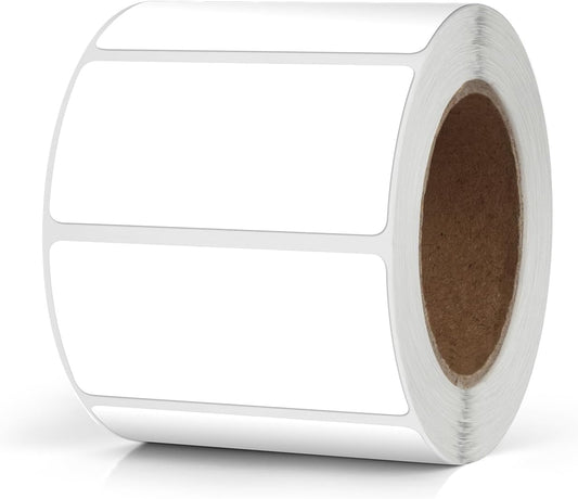 White Rectangle Stickers 2 x 1 Inch Color Coding Labels Vinyl Roll Self-Adhesive Waterproof Removable 500 PCS