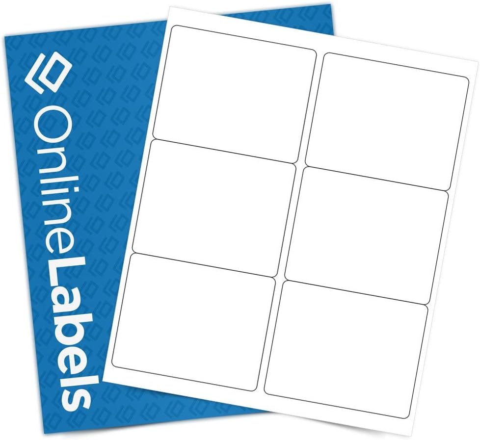 OnlineLabels 4" x 3.33" Shipping Labels – Permanent Adhesive, White Matte – for Product, Inventory, & Pallet Labeling – for Inkjet & Laser Printers – Pack of 600 Labels, 100 Sheets OL150WX