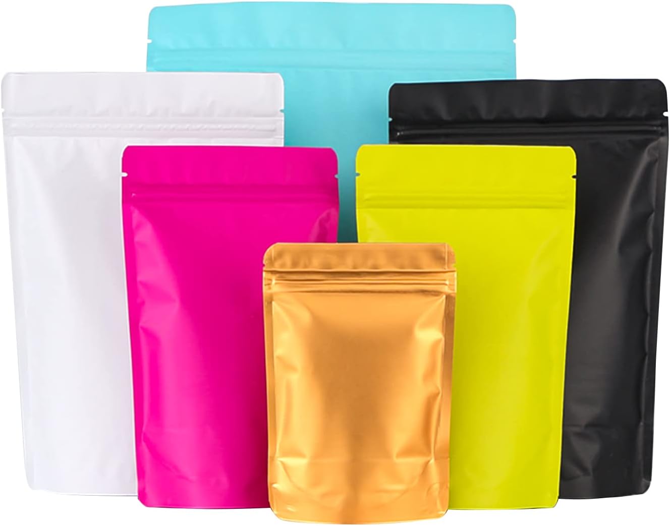 100 Pack Resealable Stand Up Bags,6.3" x 9.4" Smell Proof Pouch Sealable Foil Pouch Bags for Packaging (Blue)