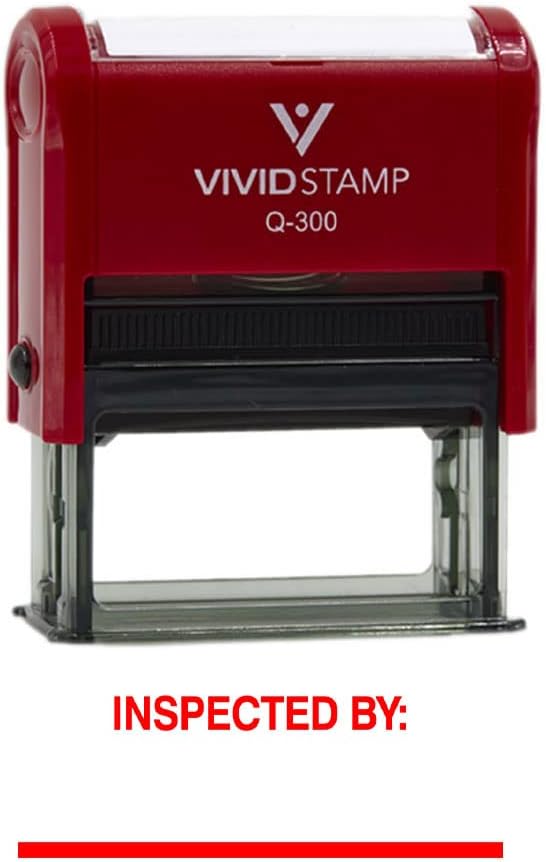 Vivid Stamp Inspected by____ Business Self-Inking Rubber Stamps (Red Ink) - Q-200