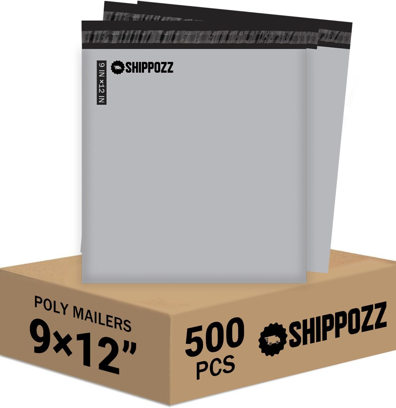 9 x 12 500pcs Shippozz Poly Mailers – Durable Shipping Envelopes with Strong Adhesive Seal, Waterproof and Tear-Resistant Design – Ideal for Clothing, Books, and Accessories