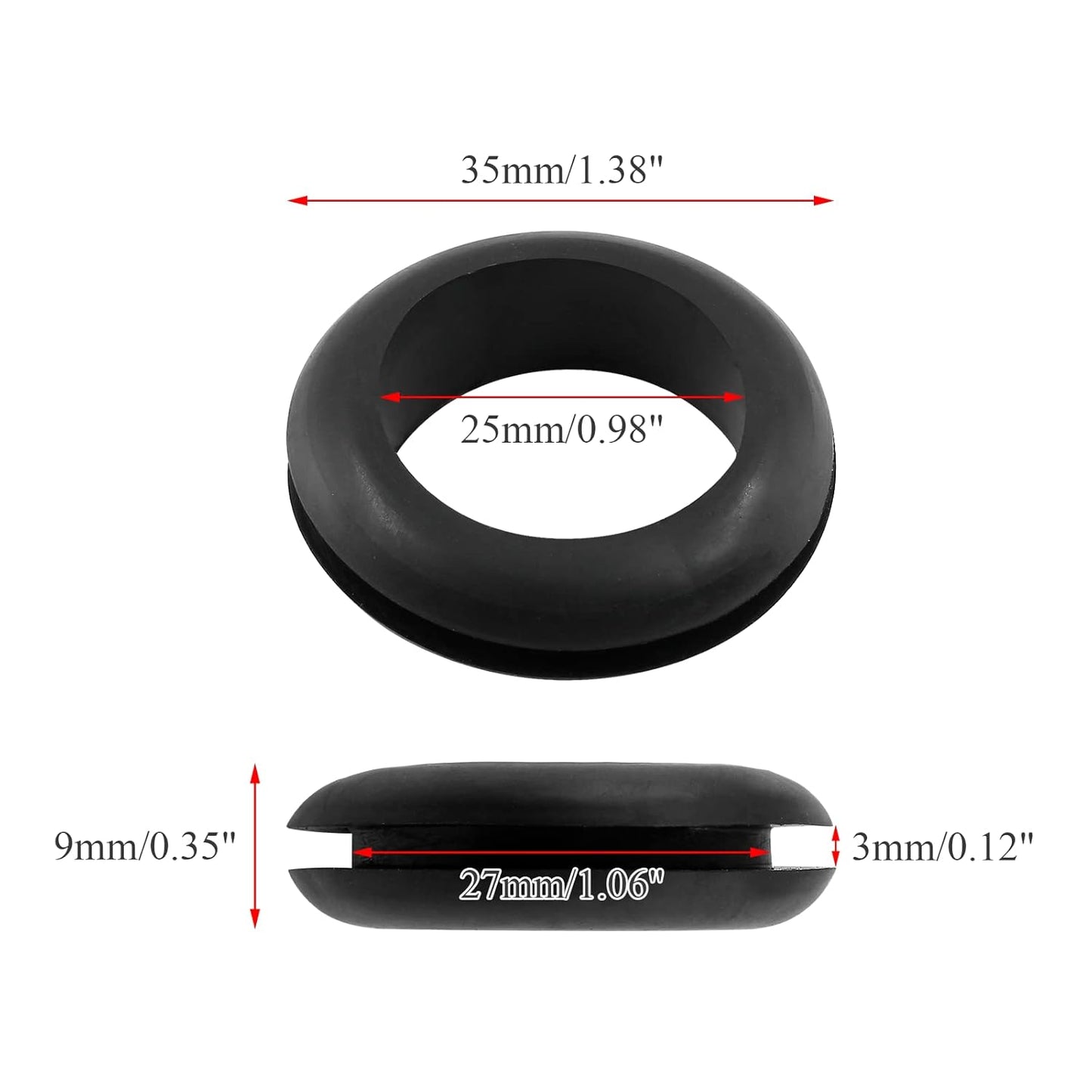 12 Pcs Rubber Grommets, 0.98" Inside Diameter 1" Drill Hole Rubber Wire Grommets O Ring Grommets for Wire, Firewall, Cables, Plugs, Automotive