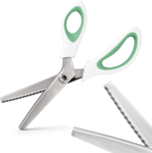 Pinking Shears for Fabric Cutting, Zig Zag Scissors, Scrapbook Scissors Decorative Edge for Adults, Great for Many Kinds of Sewing Fabrics Leather and Craft Paper, Professional Handheld Dressmaking