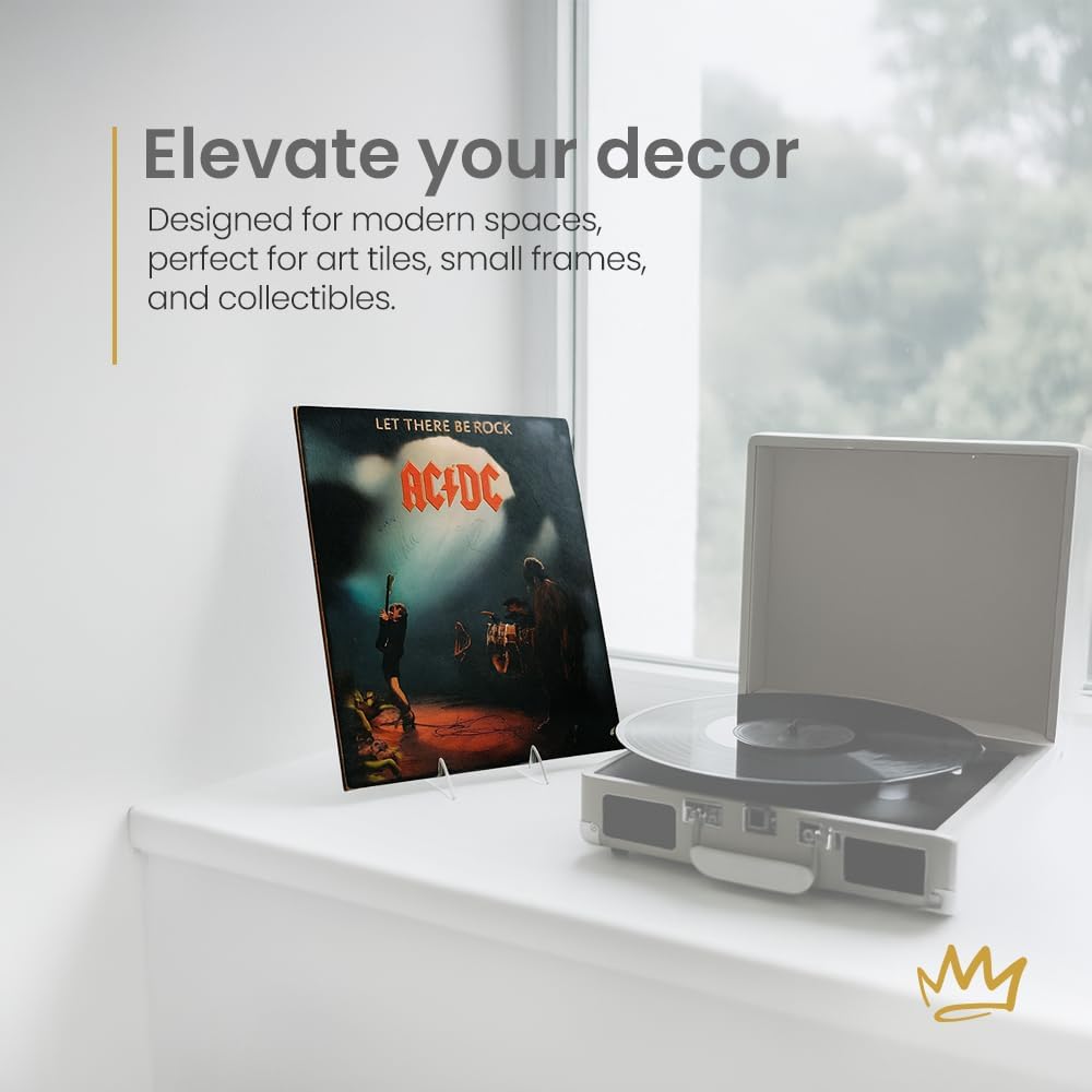 KINGDOM SOLUTIONS Made in USA 12-Pack Sturdy & Durable Adjustable White Acrylic Easels to Display Unnoticeably Plates, Art, Pictures & More - Unique on The Market