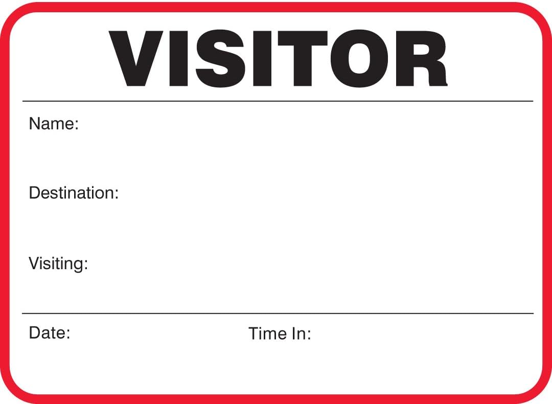 Standard Visitor Badges in Books, Non-Expiring Visitor Sign-In Book with Large Badges, 400/Book (Red)