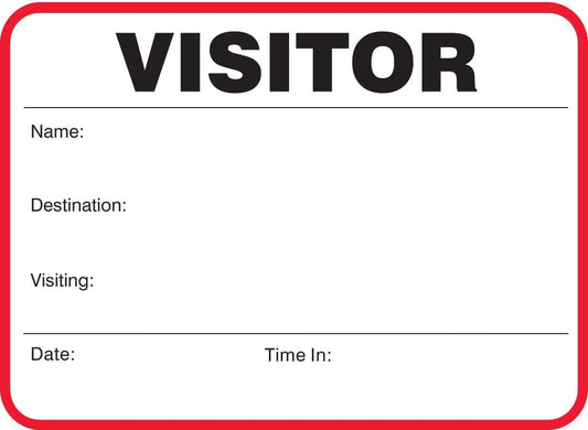 Standard Visitor Badges in Books, Non-Expiring Visitor Sign-In Book with Large Badges, 400/Book (Red)
