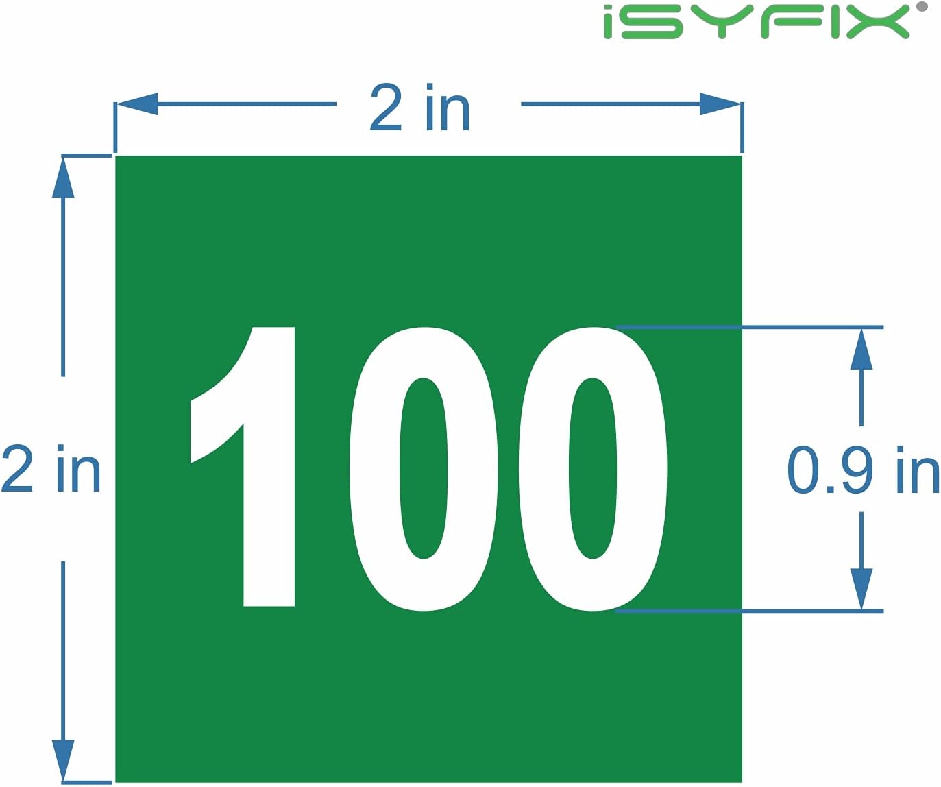 iSYFIX Green Consecutive Number Stickers – 1 to 100, 2-inch, 1 Set – Vinyl Self Adhesive Premium Decal, Ideal for Inventory, Storage, Organizing, Boxes, Bins, Toolbox, Lockers & More, Indoor/Outdoor