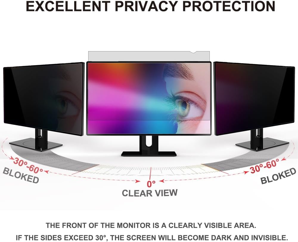 22 inch Computer Privacy Screen Filter - Suitable for 16:10 Aspect Ratio Widescreen Monitor - Blue Light Filter - Anti-Glare & Anti-Scratch Protector Film (22" Widescreen (16:10))