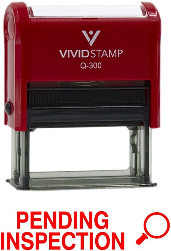 Vivid Stamp Pending Inspection Business Self-Inking Rubber Stamps (Red Ink) - Q-400 (5 Pack)