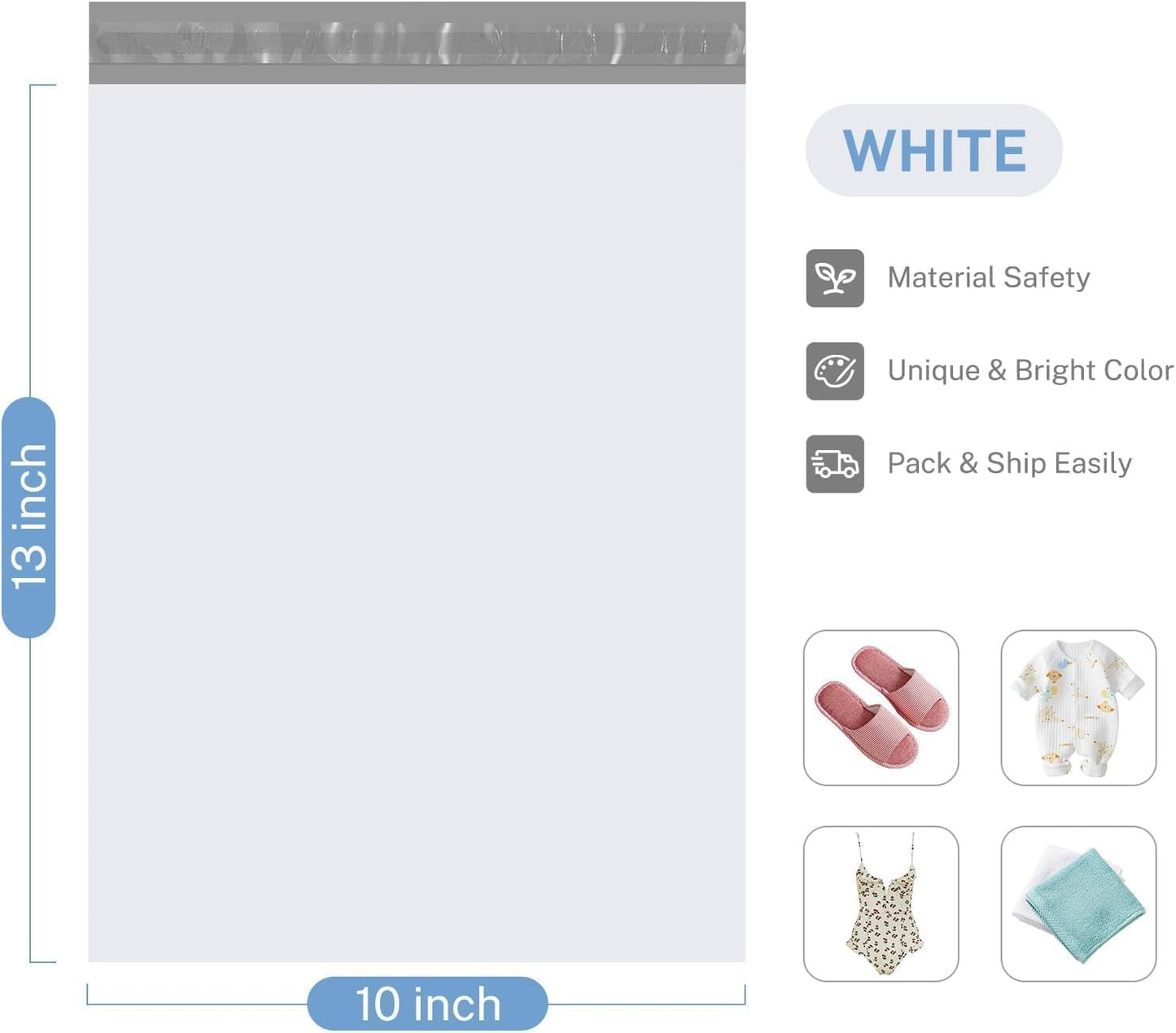 Metronic Poly Mailers 10x13 2000 Pack White, Shipping Bags Bulk Mailing Envelopes for Small Business, Small Mailers Poly Bags for Shipping Self Seal Waterproof, Mailing Bag Packaging Bags