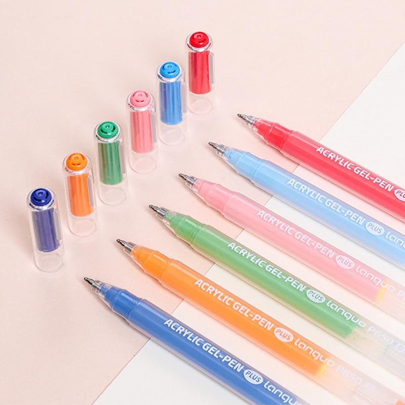Acrylic Gel Pens for Coloring Books, Quick Dry 6 Pcs 1.0mm Fine Point Gel Marker Pen for Drawing, Journaling Art, School Supplies, Dopamine