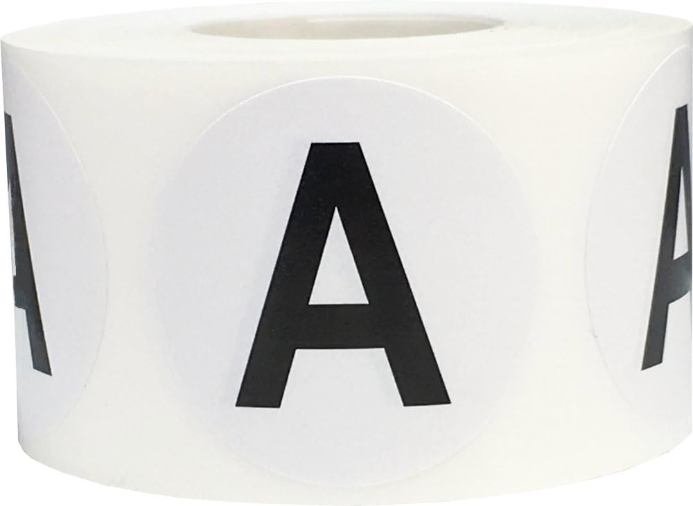 Letter A Inventory Labels 1.5 Inch Round Circle Dots 500 Adhesive Stickers