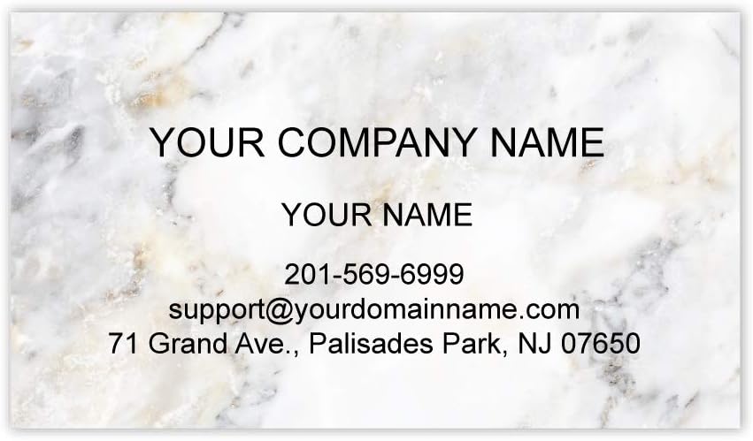 Custom Premium Business Cards 100 pcs Full color - Printed on 16pt(350gsm) or14pt (308gsm) Classic matte paper, Made in The USA (Marble Plain)