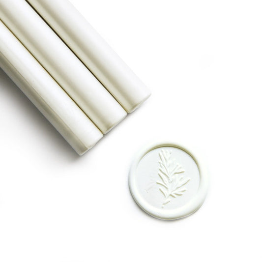 UNIQOOO Mailable Glue Gun Sealing Wax Sticks for Wax Seal Stamp - Snow White, Great for Wedding Invitations, Cards Envelopes, Snail Mails, Wine Packages, Gift Ideas, Pack of 8