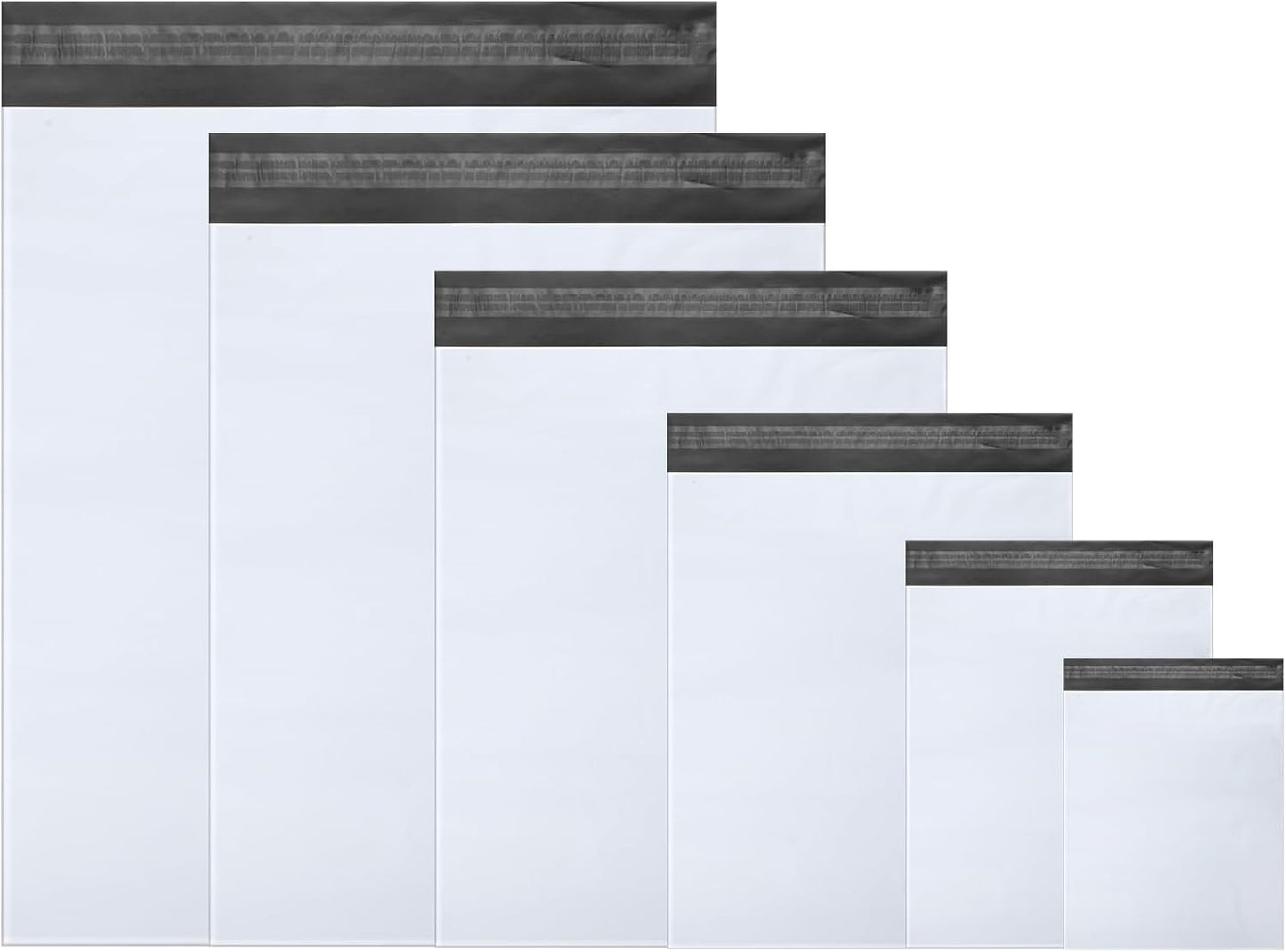 Outus 240 Pcs Poly Mailers Variety Pack Mailing Shipping Bags 6 Assorted Sizes Shipping Envelopes Self Adhesive Waterproof and Tear Proof Packaging Bags for Clothing Books Gift (White)