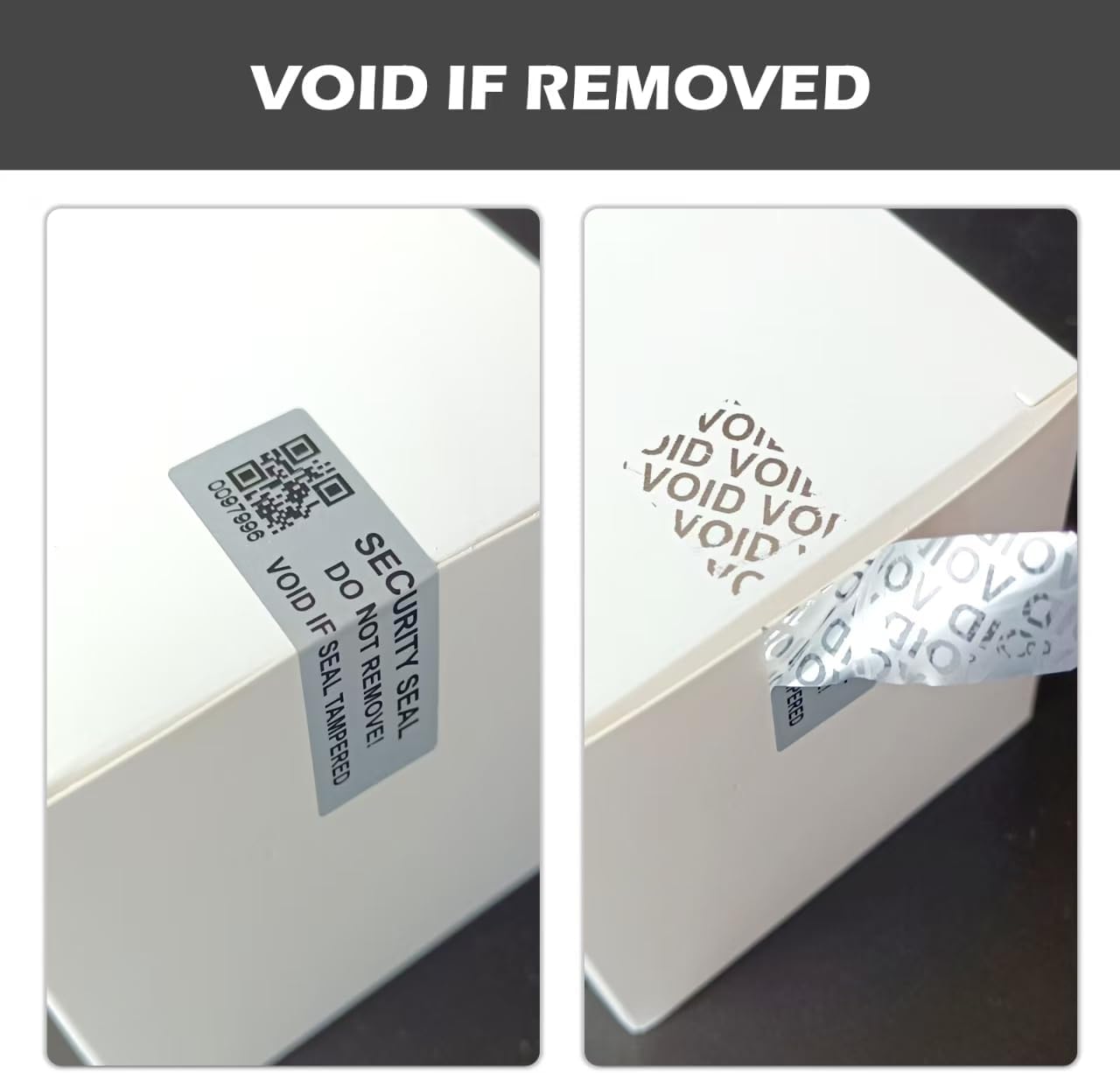 200pcs Security Warranty Void qrcode Stickers with Serial Number Tamper Proof Evident Sealing Label for Package(2x0.6 inches,Matte Silver)
