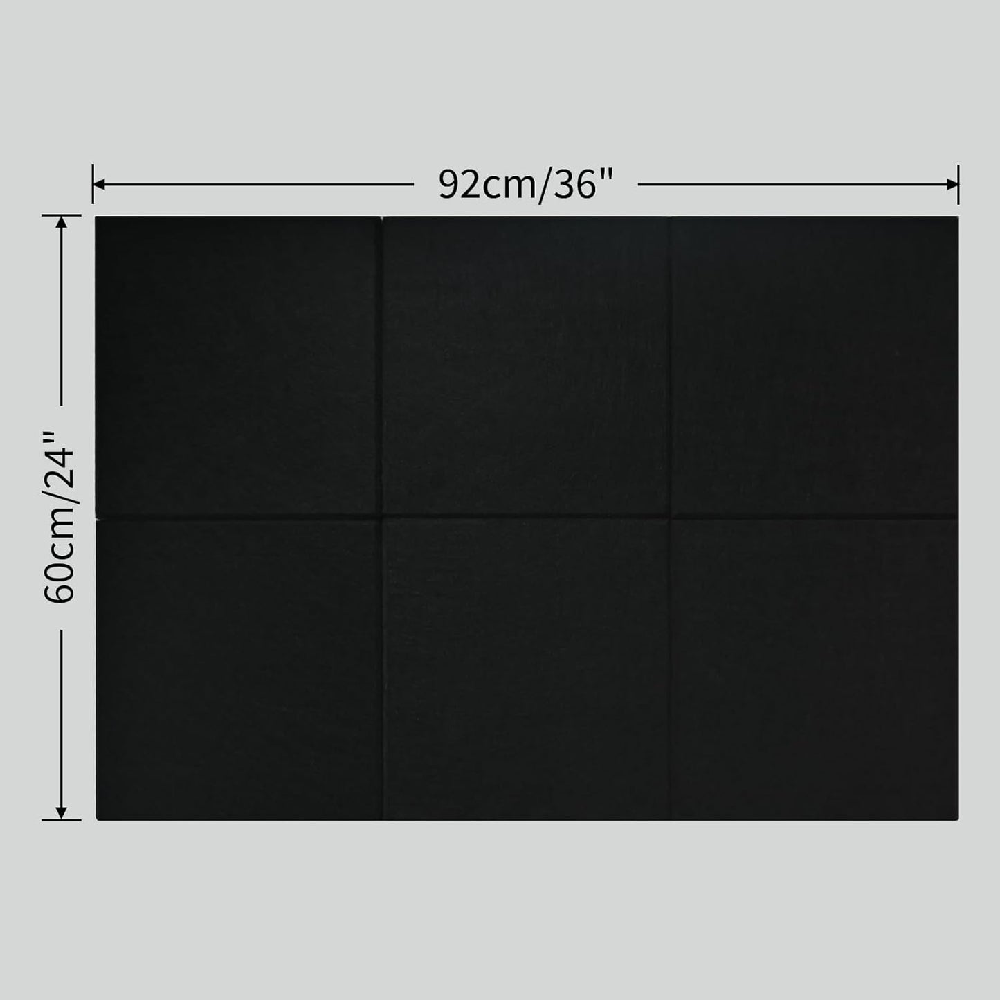 Large Cork Board for Wall 6 Pack, Bulletin Board 36" X 24", Felt Board Wall Tiles with 72 Damage-Free Removable Pads & Push Pins, Alternative Pin Board Cork Board for Office Home, Black
