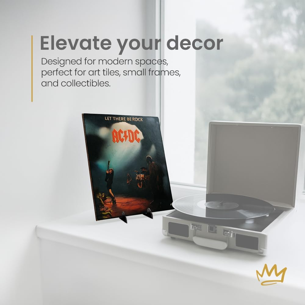 KINGDOM SOLUTIONS MADE IN USA 12-pack Sturdy & Durable Adjustable Black Acrylic Easels to Display Unnoticeably Plates, Art, Pictures & More - Unique on the Market
