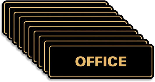 Signs ByLITA Standard Office Sign - Professional Business Signage - Easy to Install (Black Gold) - Medium 10 Pack