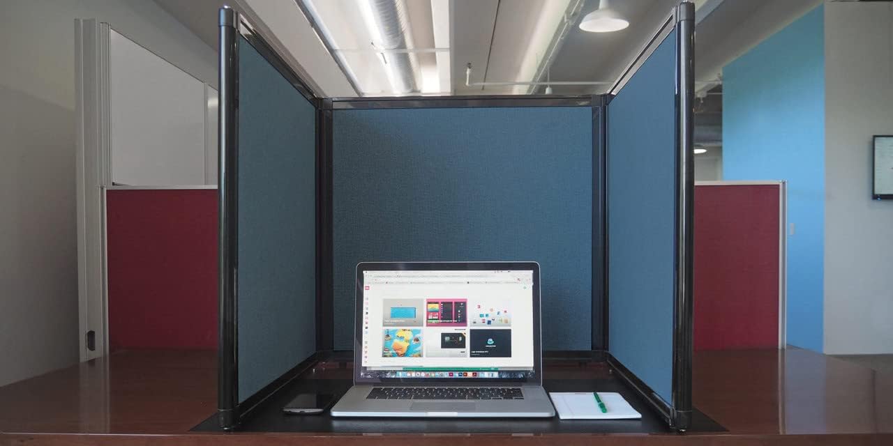 Versare Folding Tabletop Display | 3-Panel Partition | Lightweight Portable Workspace Divider | Warm Pebble 99" x 24"