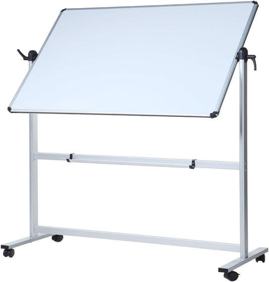 VIZ-PRO Double-Sided Magnetic Mobile Whiteboard, 60 x 36 Inches, Rolling Dry Erase Board Easel Stand on Wheels with Aluminium Frame for School Office Home 5' x 3'