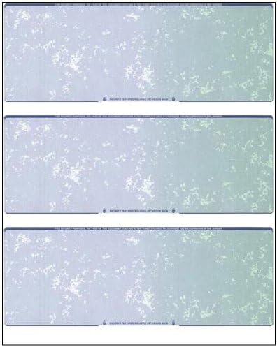 Business Voucher Check Stock - Computer Laser Checks - 3 Checks Per Page, 2500 Sheets/7500 Checks Blue/Green Prismatic