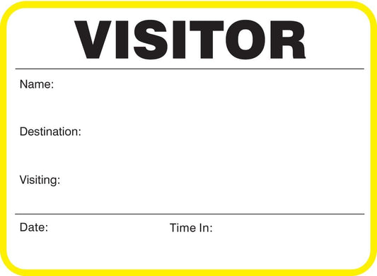 Standard Visitor Badges in Books, Non-Expiring "Visitor" Sign-In Book with Large Badges, 400/Book (Yellow)