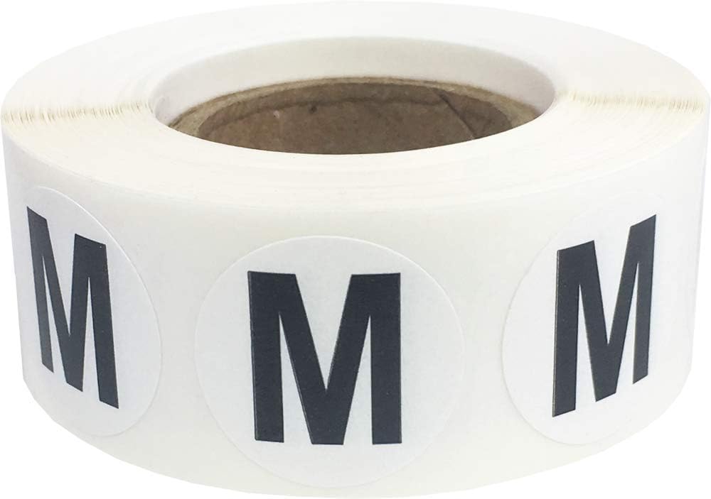 Letter M Inventory Labels .75 Inch Round Circle Dots 500 Adhesive Stickers