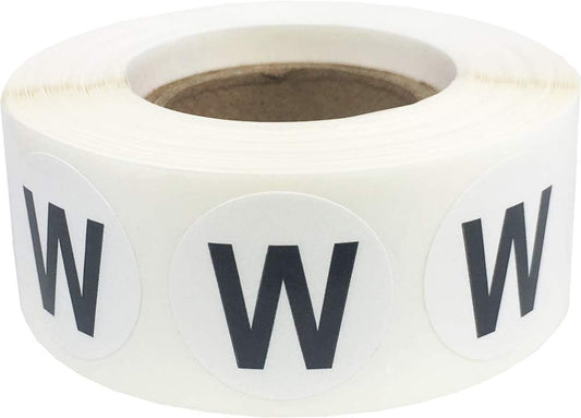 Letter W Inventory Labels .75 Inch Round Circle Dots 500 Adhesive Stickers