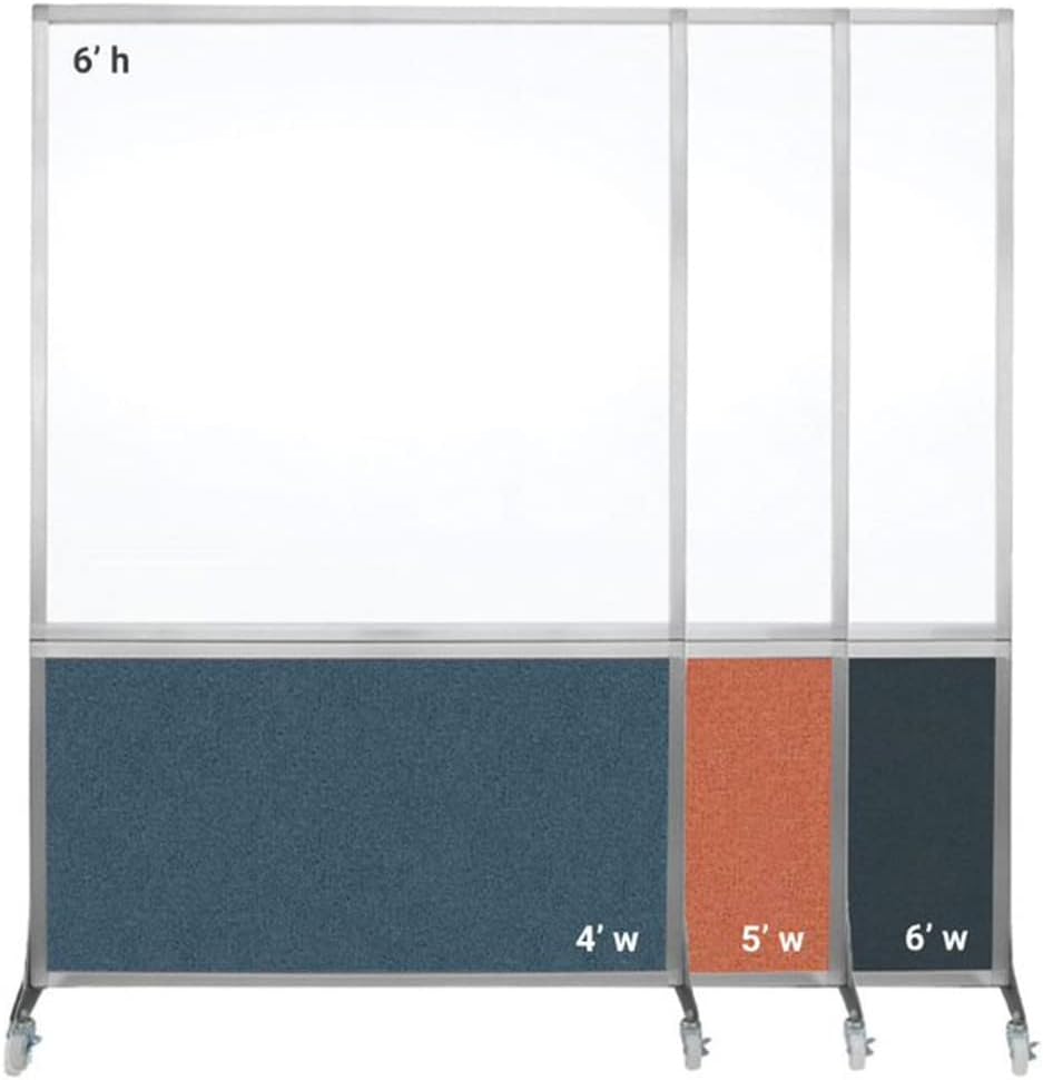 DivideWrite Mobile Whiteboard | Double Sided Dry Erase Board | Portable Office Cubicle Partition | Display for Classrooms, Conference Rooms, Meeting Areas and More | Black Fabric 4' Wide X 6' Tall