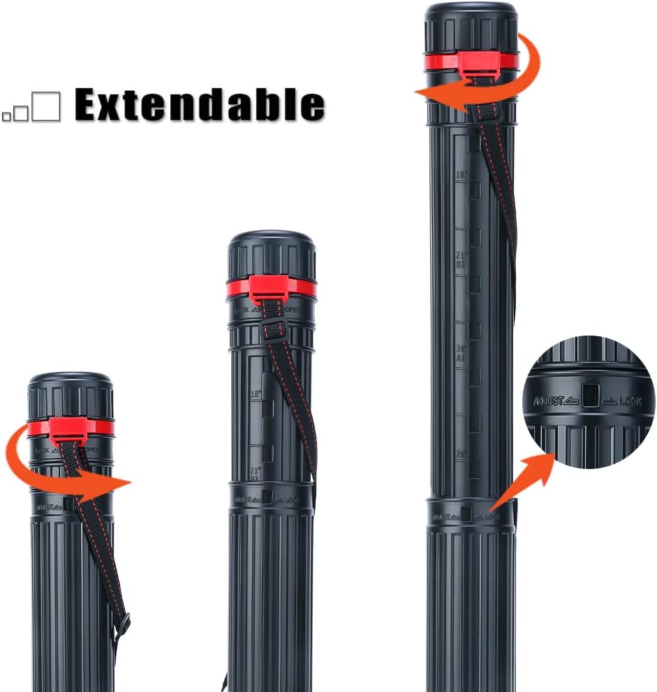 TRANSON 2-Pack Small Poster Tube Storage 17“ to 27” Extendable for Documents Blueprints Artworks Scrolls