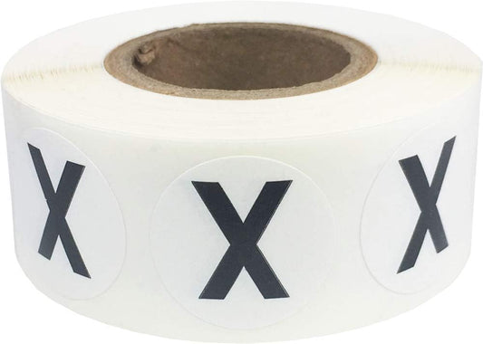 Letter X Inventory Labels .75 Inch Round Circle Dots 500 Adhesive Stickers
