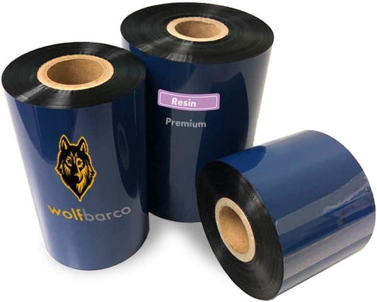 6 Rolls Wolfbarco 8.66" x 1476' (220mm x 450m) Black Standard Full Resin Thermal Transfer Ribbon Compatible with Zebra,TEC, INTERMEC,Citizen,TSC,GODEX,ARGOX Printers