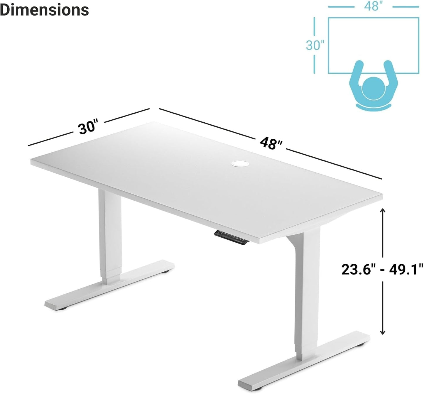 Progressive Desk Stand Up Height Adjustable Electric Standing Desk - 48" x 30" with Dual Motor, 3 Stages Sit Stand Table - Ebony Oak, Gray Frame