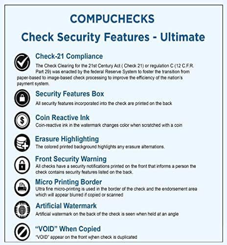 Compuchecks 2500 Blank Check On Bottom Stock Paper Compatible with QuickBooks and Versa Check (Green Pinstripe) Print Easy Your Secure Computer Laser Checks for Business Payroll Or Personal Use