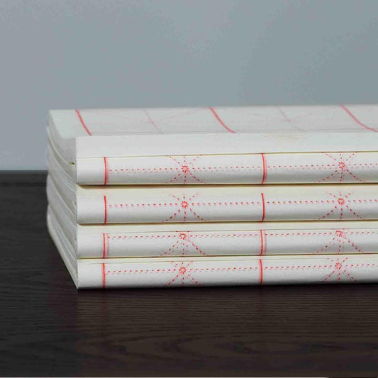 KYMY Chinese Japanese Calligraphy Paper with Grids, Sumi Paper/Rice Paper for Writing Painting Practice Students Beginning, Chinese Brush Ink Xuan Paper 100 Sheets (10 cm(3.9") /Grid)