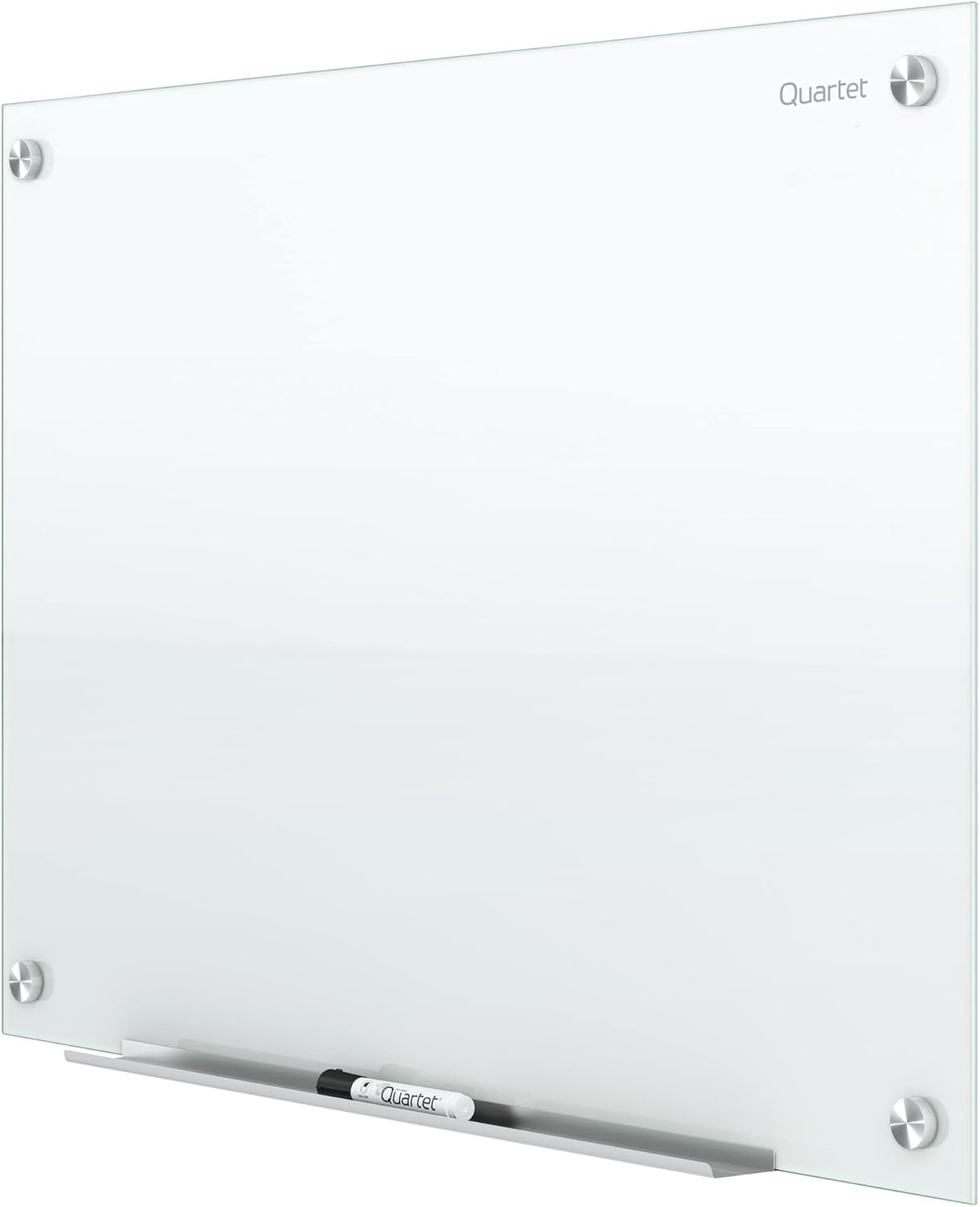 Quartet Whiteboard, Glass Dry Erase Board, Non-Magnetic, 48"W x 36"H, Infinity Frameless Mounting, White Surface, Accessory Tray, and 1 Dry Erase Marker (G4836NMW)