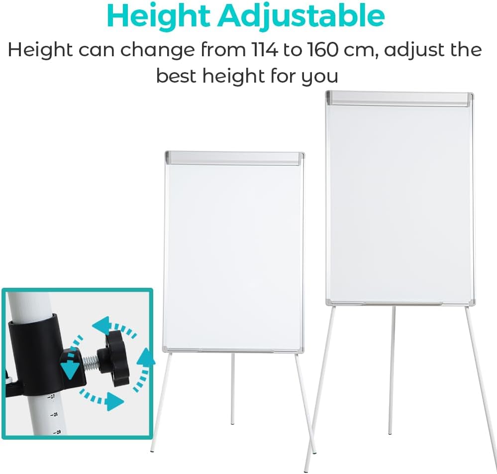 40"x28" Magnetic Dry Erase Board Easel - Tripod White Board with Stand, Includes Flip Chart Paper Pad, Magnets & Eraser, White Board Easel for Office Presentation, School, White Frame
