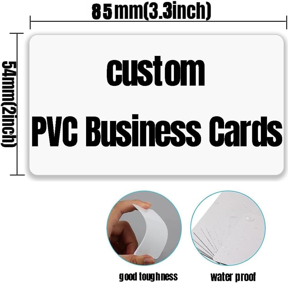 Custom Business Cards PVC Waterproof Add Photo/Text/Logo Print Your Own Business Cards Personalized Double-sided Printed Glossy Matte Frosted 0.76mm Thickness -50pcs