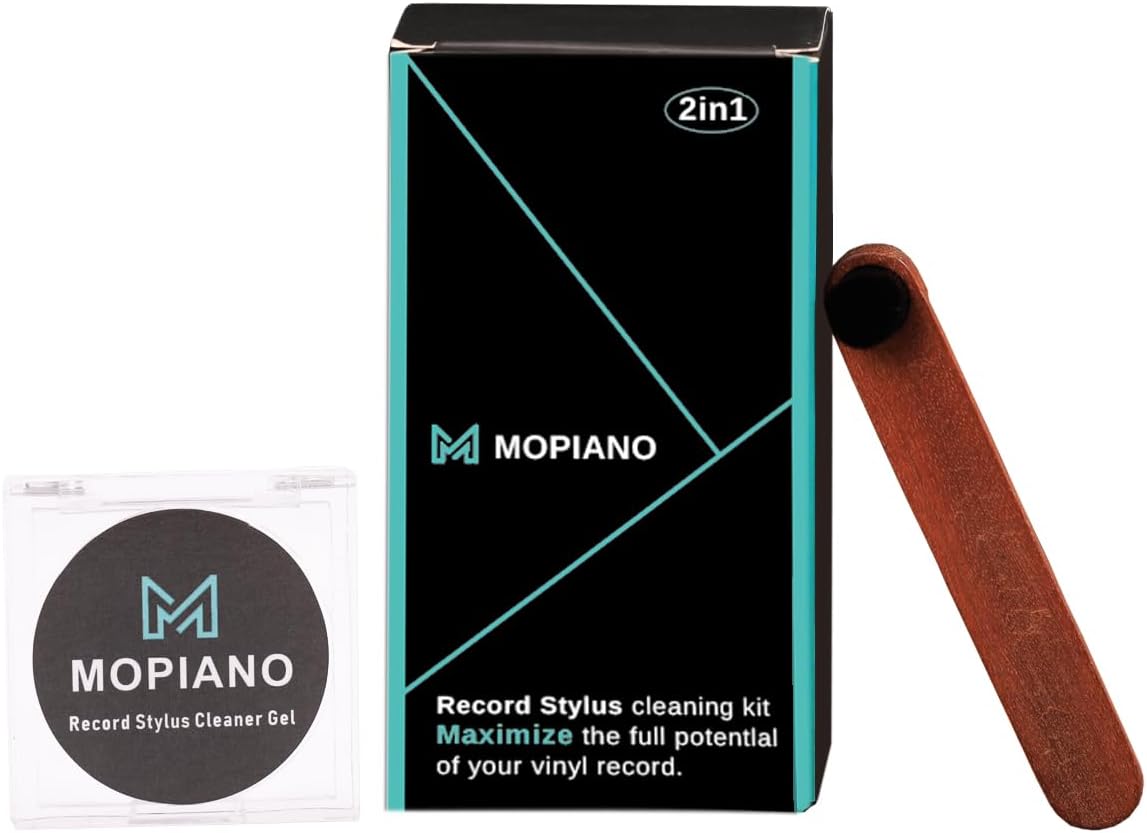MOPIANO Record Stylus Cleaning Kit | Includes Turntable Cartridge Stylus Cleaner Gel,Anti-Static Stylus Cleaner Brush for Record Player Needles | Vinyl Record Cleaning Kit Accessories
