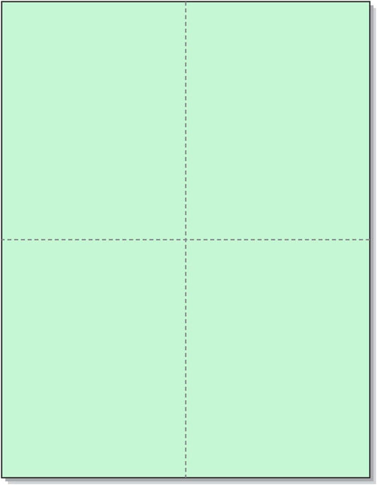 8-1/2" x 11" Laser/Inkjet Postcards 4 Per Page, (4-1/4" x 5-1/2" Each Card | Green, 1000 Cards)