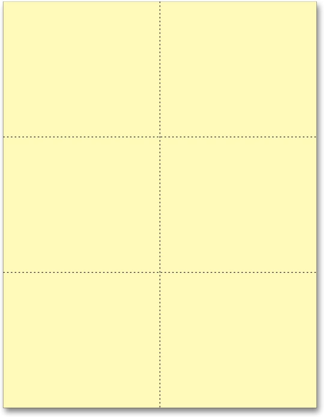 Laser Printer Blank Perforated Cards 6 up per Page (Canary, 6000 Cards)