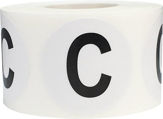 Letter C Inventory Labels 1.5 Inch Round Circle Dots 500 Adhesive Stickers