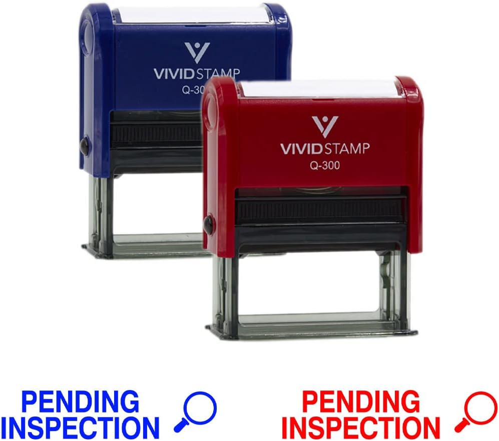 Vivid Stamp Pending Inspection Business Self-Inking Rubber Stamps (Black Ink) - Q-200
